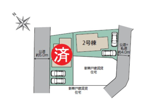 あきる野市平沢　2号棟の区画図|残り2号棟のみです。