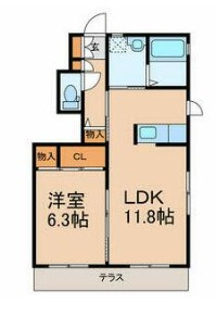 メゾンリバーアイランドAの間取り|反転間取りです