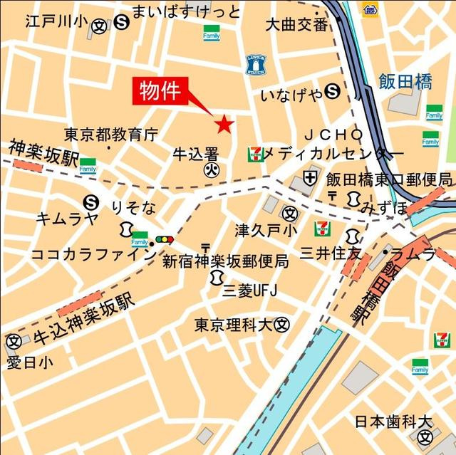 ブランズ神楽坂の地図