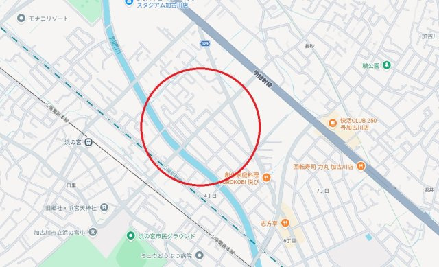 加古川市尾上町口里　　　山陽電鉄「浜の宮駅」徒歩10分の地図