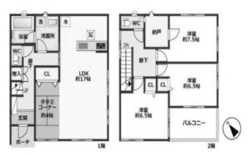 四街道市小名木の一戸建ての間取り