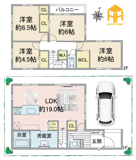 伊丹市野間1丁目新築一戸建て│4LDK+駐車1台の間取り|※現況と図面が異なる場合現況を優先いたします。