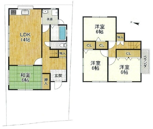 草津市東矢倉3丁目　中古戸建ての間取り