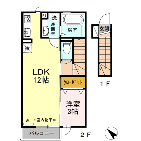 多摩市馬引沢１丁目のアパートの間取り
