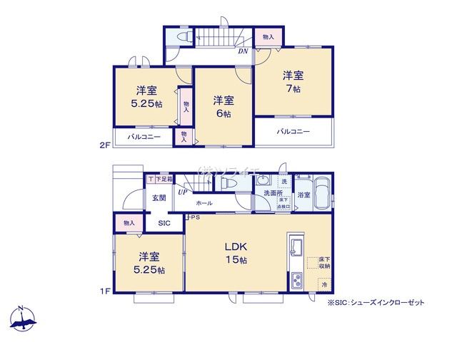 川越市大塚２丁目　新築戸建　ハートフルタウンの間取り
