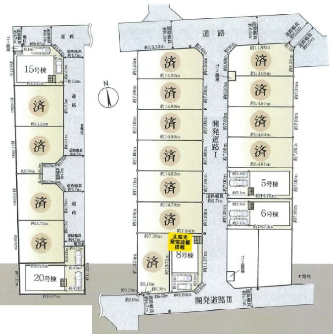 寝屋川市河北中町　第8期　新築一戸建ての区画図|全２０区画