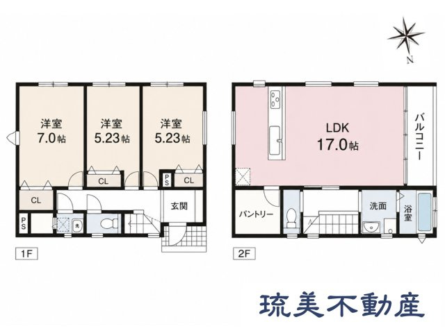 読谷村高志保　（3LDK中古戸建）の間取り|LDK＋並列駐車4台♪