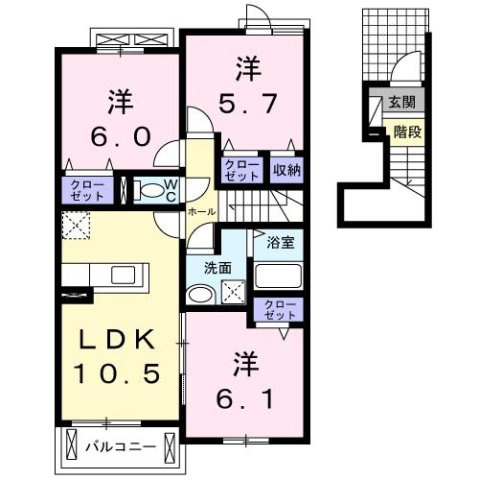【間取り】 | フランメゾン南沖洲Ｂ