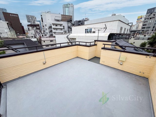 西麻布２丁目中古戸建のバルコニー|暖かな日差しのふりそそぐルーフバルコニー