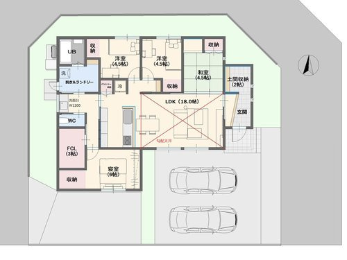 妻崎開作平屋戸建ての区画図