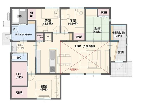 妻崎開作平屋戸建ての間取り