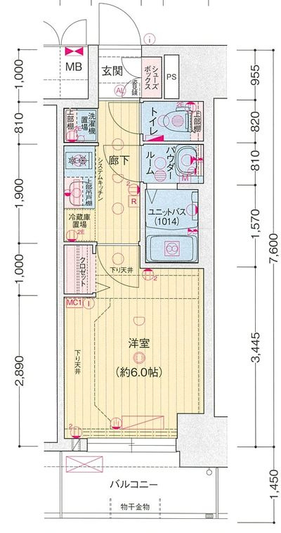 名古屋市西区那古野２丁目の賃貸マンションの間取り