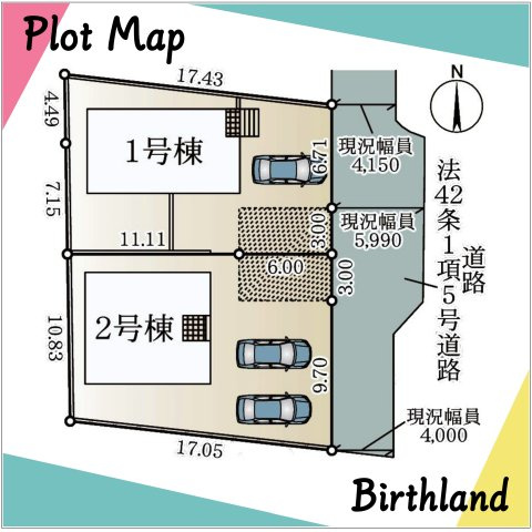 新築戸建・新築建売　西郷村小田倉第36　熊倉小・西郷第一中の区画図|駐車スペース2台可能です！（車種による）周辺は田園風景が広がる閑静な住宅街です！