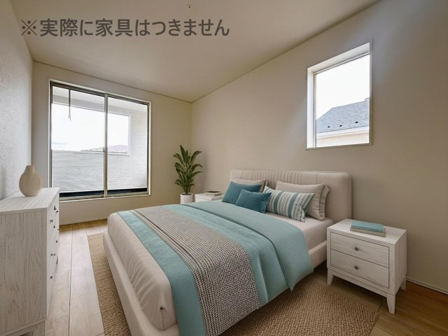 新築戸建・新築建売　西郷村小田倉第36　熊倉小・西郷第一中の洋室|画像はバーチャルホームステージングの加工による演出で、実際の家具は付きません。