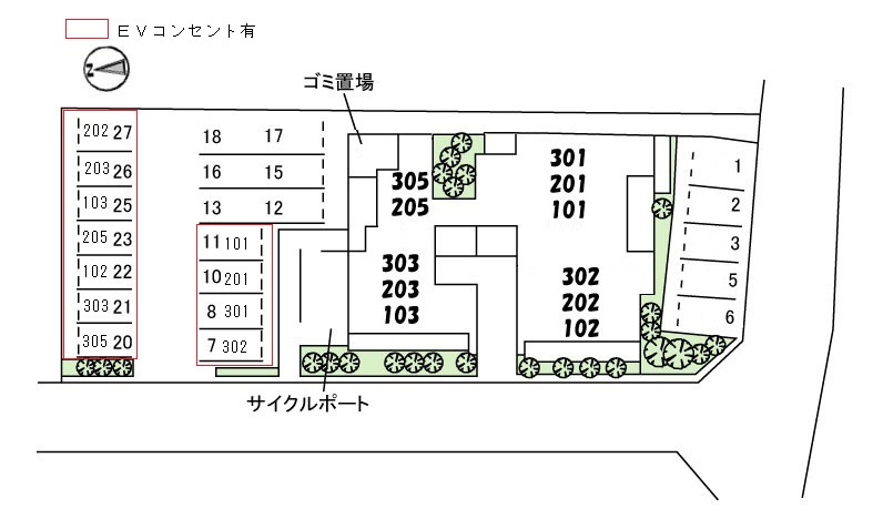 カーサ・カリダの駐車場