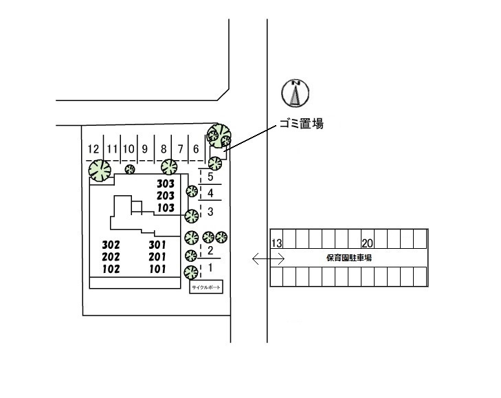 ベレオガーデンズ上中野の区画図