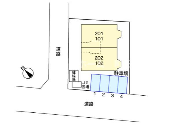ニューハイツ※初期費用分割あと払いサービス利用可能物件の区画図