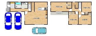 【間取り】 | 八田南之町　新築一戸建 | ＬＤＫ約２０帖！広々とした開放感あふれるリビングです!ゆったり寛げる充分な広さがございますので、ご家族でインテリアのレイアウトを考えるのも楽しみになりそうです！ 