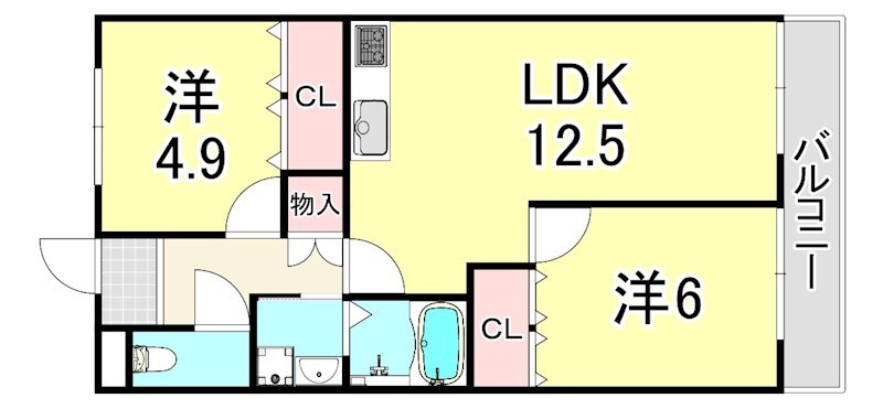 デュオ立花の間取り