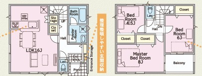 【いわき市内郷高坂町1丁目第10／2号棟】　3台駐車OK☆開放感のある間取りの3LDK物件！の間取り|2号棟間取図です。