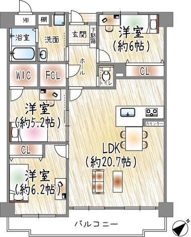 シャルマンコーポ西宮東の間取り