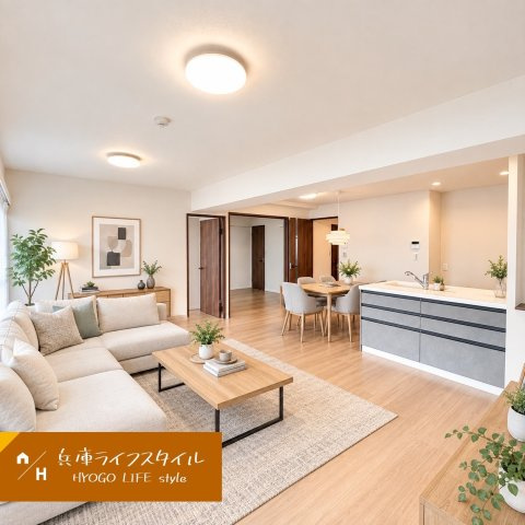 シャルマンコーポ西宮東の居間・リビング|家具設置AIイメージ図です