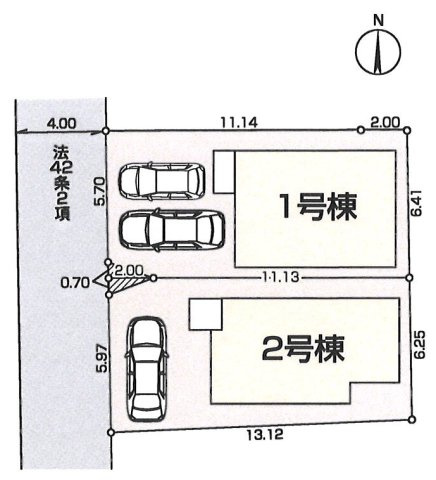 小平市学園東町　西武多摩湖線　一橋学園駅　新築戸建の区画図
