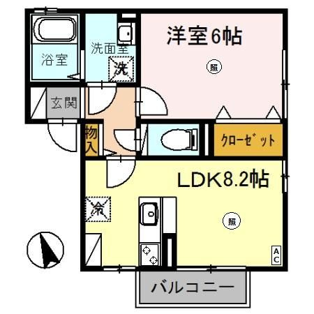 シャンテ中荒井　Ａの間取り