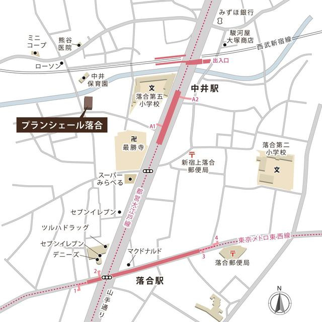 プランシェール落合の地図