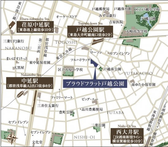 プラウドフラット戸越公園の地図
