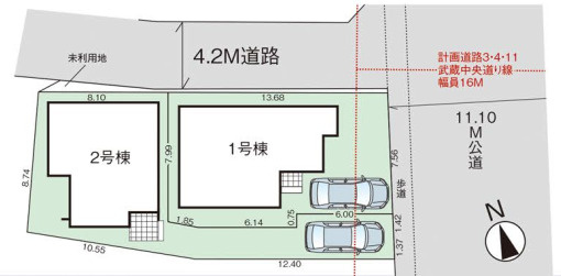 入間市扇町屋8期　全2棟　新築戸建　グラファーレの区画図