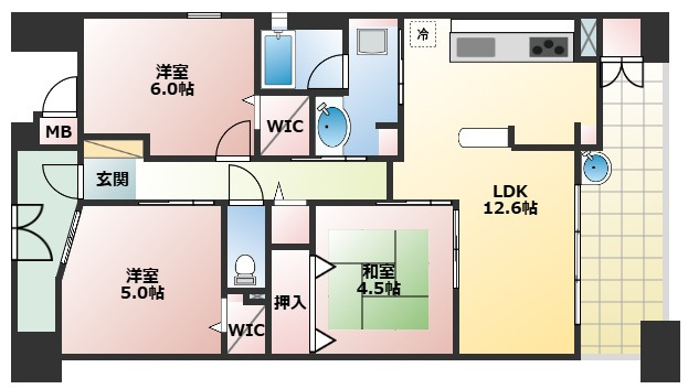 【間取り】 | ルイシャトレ高槻上牧