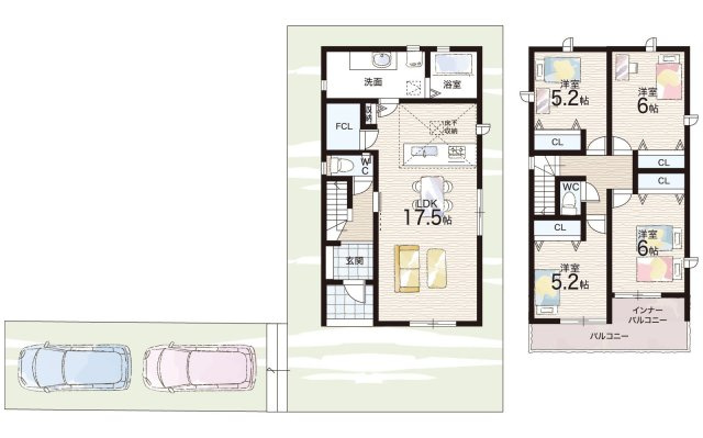 大阪狭山市西山台　第01期　新築一戸建ての間取り|2号地