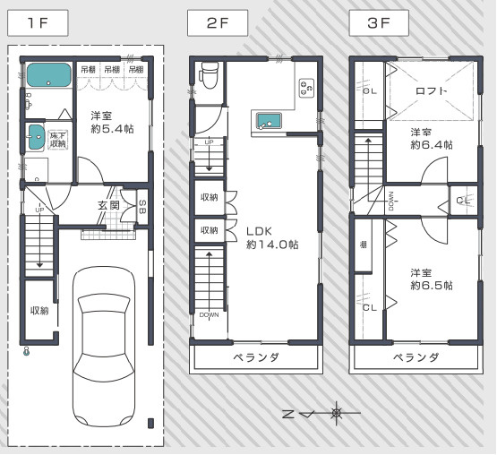 尼崎市東難波町　中古戸建の間取り