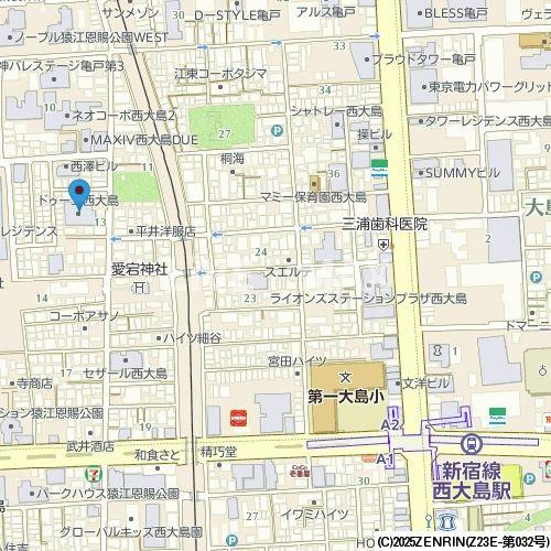 【地図】ドゥーエ西大島Ⅱ