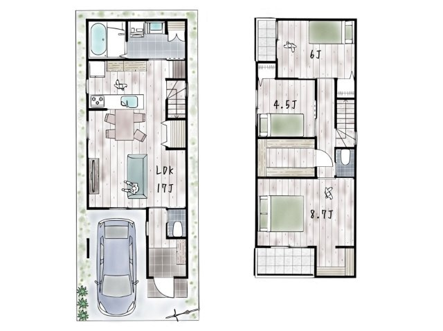 大阪市城東区諏訪4丁目　1号地の参考プラン
