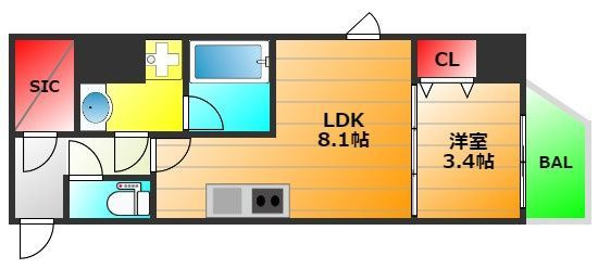 シーズンフラッツアワザの間取り