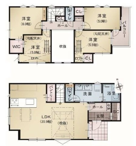 【横浜市泉区岡津町1398全3棟新築戸建て】★仲介手数料無料★（岡津小学校・岡津中学校）の間取り