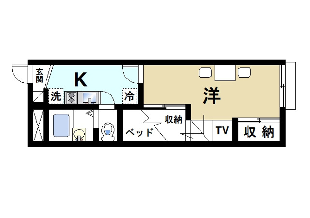 レオパレスＡＱＵＡ　ＢＬＵＥの間取り|1Kのお部屋です