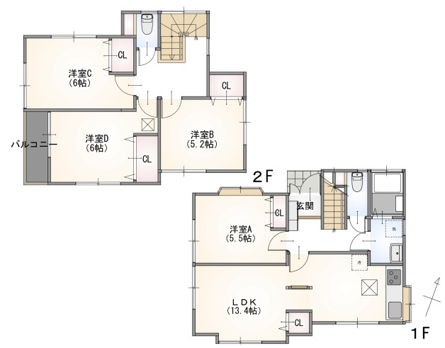 狭山市南入曽　中古戸建の間取り