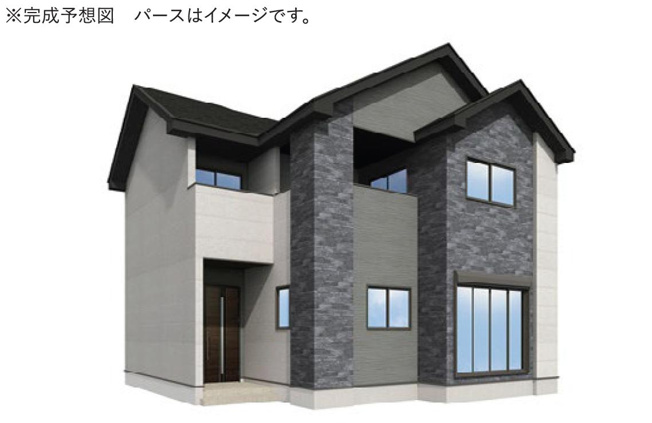 【外観パース】 | 牛久市田宮町29期　新築戸建　1号棟 | 牛久駅徒歩12分で通勤・通学も安心です(*^^*)
（1号棟）