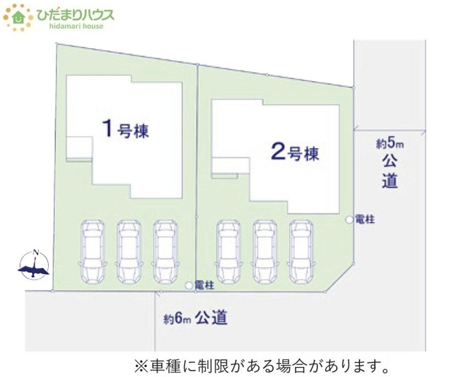 【区画図】 | 牛久市田宮町29期　新築戸建　1号棟 | 時間がない時もらくらくと車の出し入れができる並列駐車場を完備！！
（1号棟）
