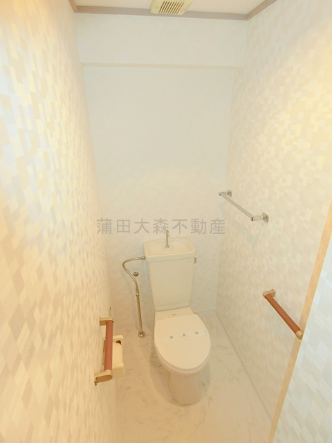 蓮沼パークハイツのトイレ|トイレと入口扉上に棚付き