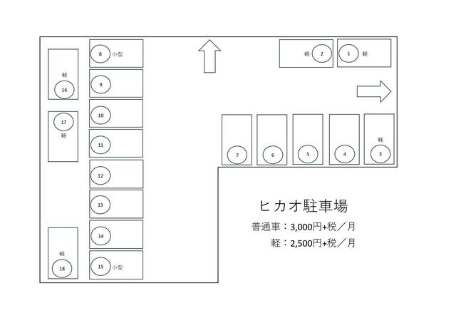 ヒカオ駐車場の区画図