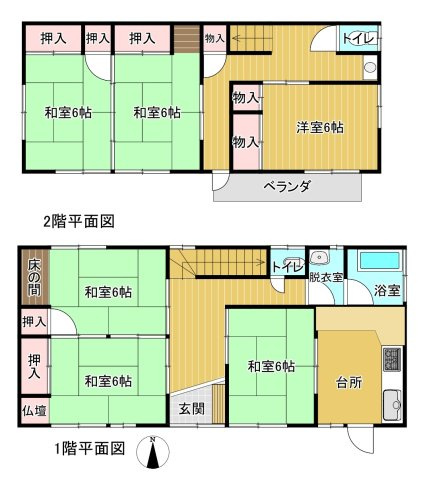 海を愛する方におすすめ　海まで徒歩1分の6DKの間取り|6DKの広々とした間取りです