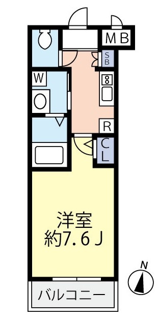 グランヴァン多摩川の間取り|南向きバルコニーの洋室7.6帖バストイレ別独立洗面台！