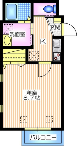 妙蓮寺ハウスの間取り|南向き角部屋２面採光　ゆとりの２９平米　洋室８．７帖