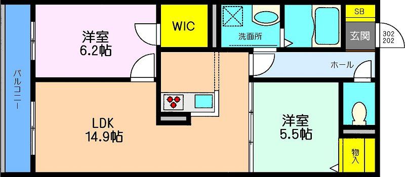 クレールメゾンの間取り|広いリビングとＷＩＣがポイント♪