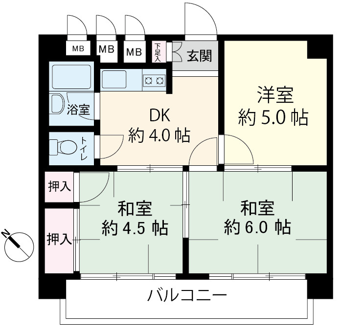 マンション内で14世帯しかない南西向き住戸
前面道路に面した開放感あるお部屋です。