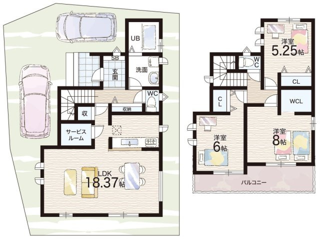 京都市北区上賀茂池端町　新築一戸建ての間取り|A号地